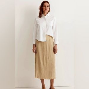 Madewell Plisse Midi Slip Skirt - Gold - Size Small